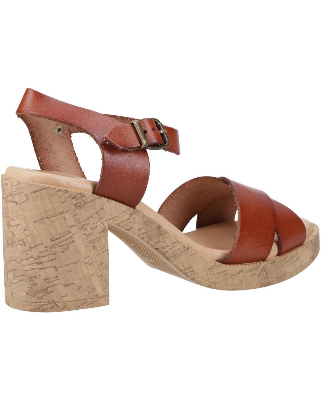 Hush Puppies Brown Georgia Cork Leather Heels