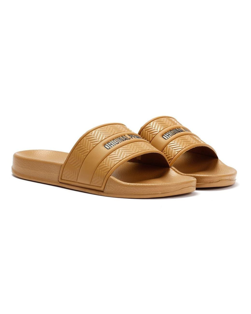 Original Penguin Brown Paradise Sand Slides for men