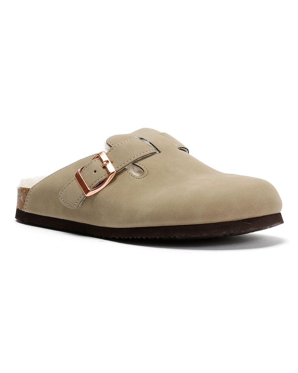 Original Penguin Black Poppy Fur Suede Sand Mules