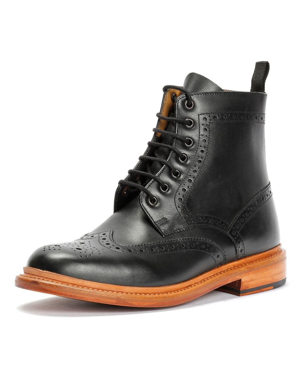 Chapman & Moore Black Walter Brogue Leather Boots for men