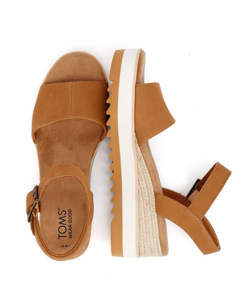 TOMS Brown Diana Leather Wedges