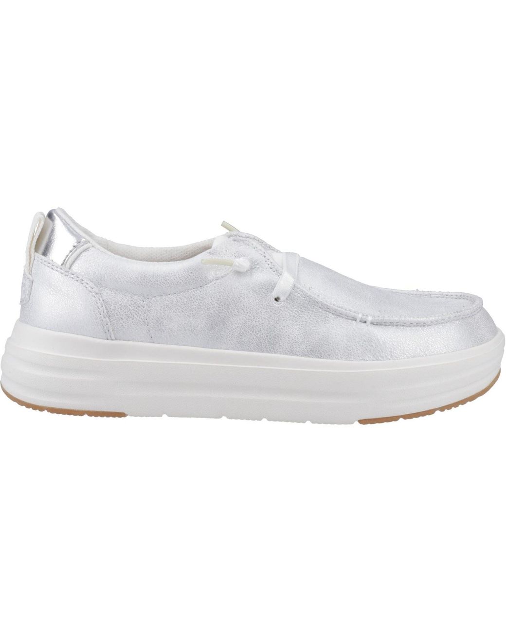 HeyDude White Wendy Nova Shimmer Synthetic Snow Moccasins Shoes