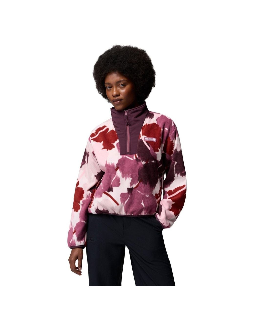 Columbia Red Sequoia Grove Ii Printed Half Zip Polyester Fleece Pullover