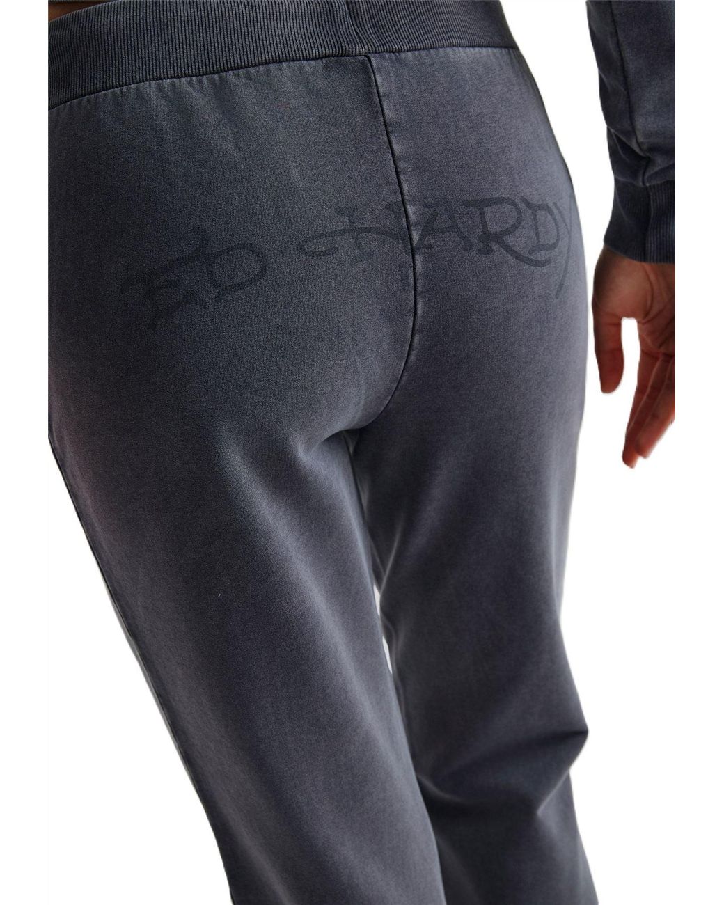Ed Hardy Blue Cross And Thorn Flared Joggers