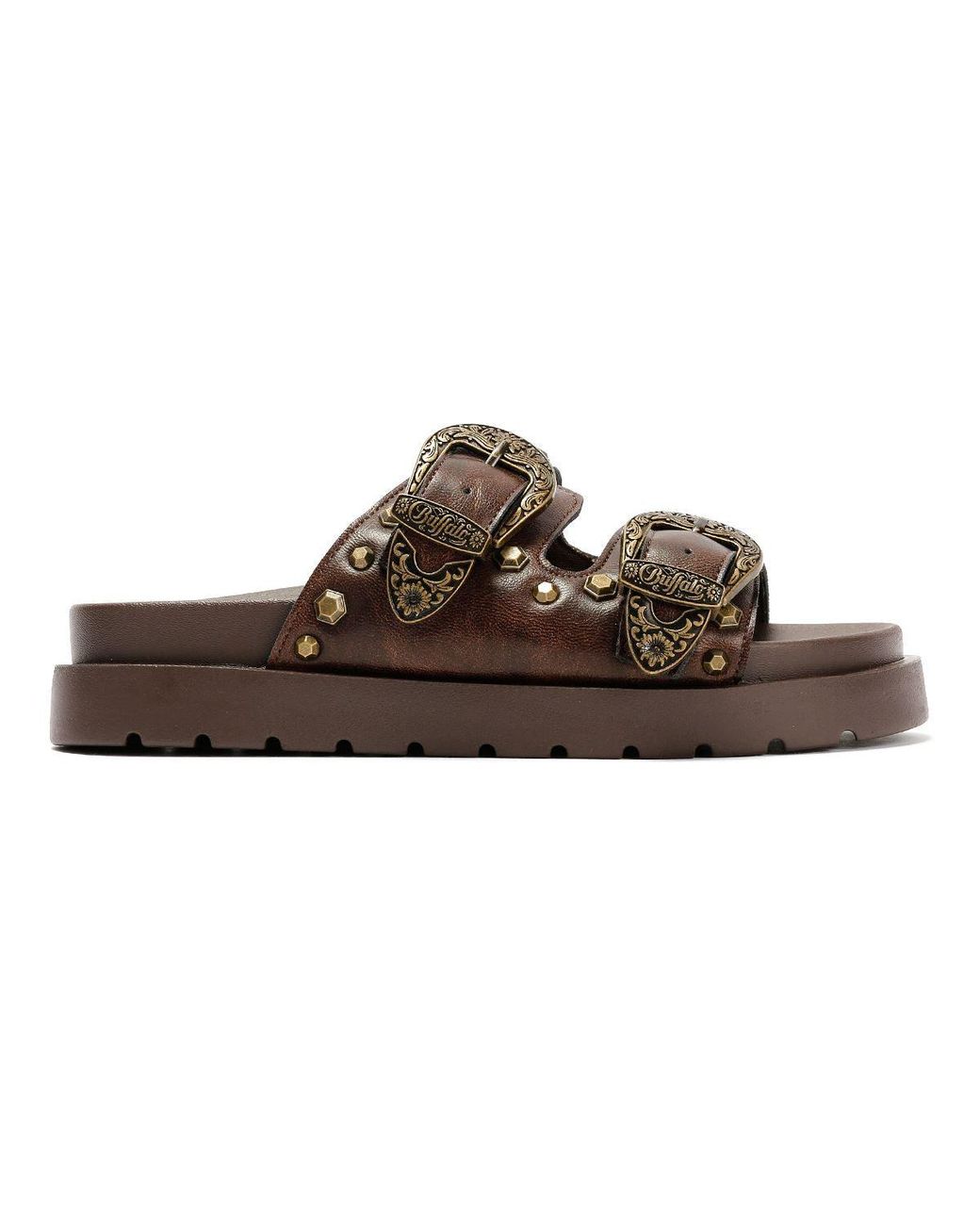 Buffalo Brown Raya Ari West Leather Sandals