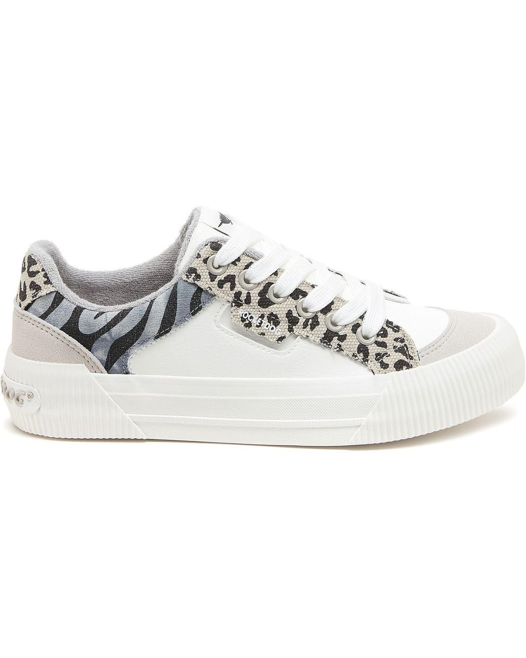 Rocket Dog White Cheery Blocked Animal Textile Trainers