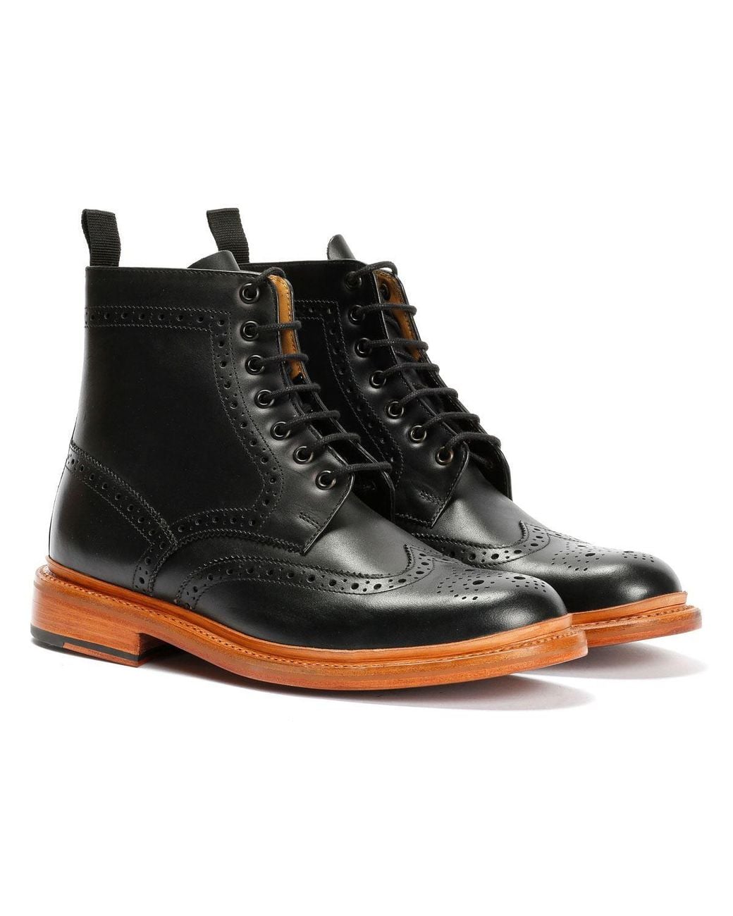 Chapman & Moore Black Walter Brogue Leather Boots for men