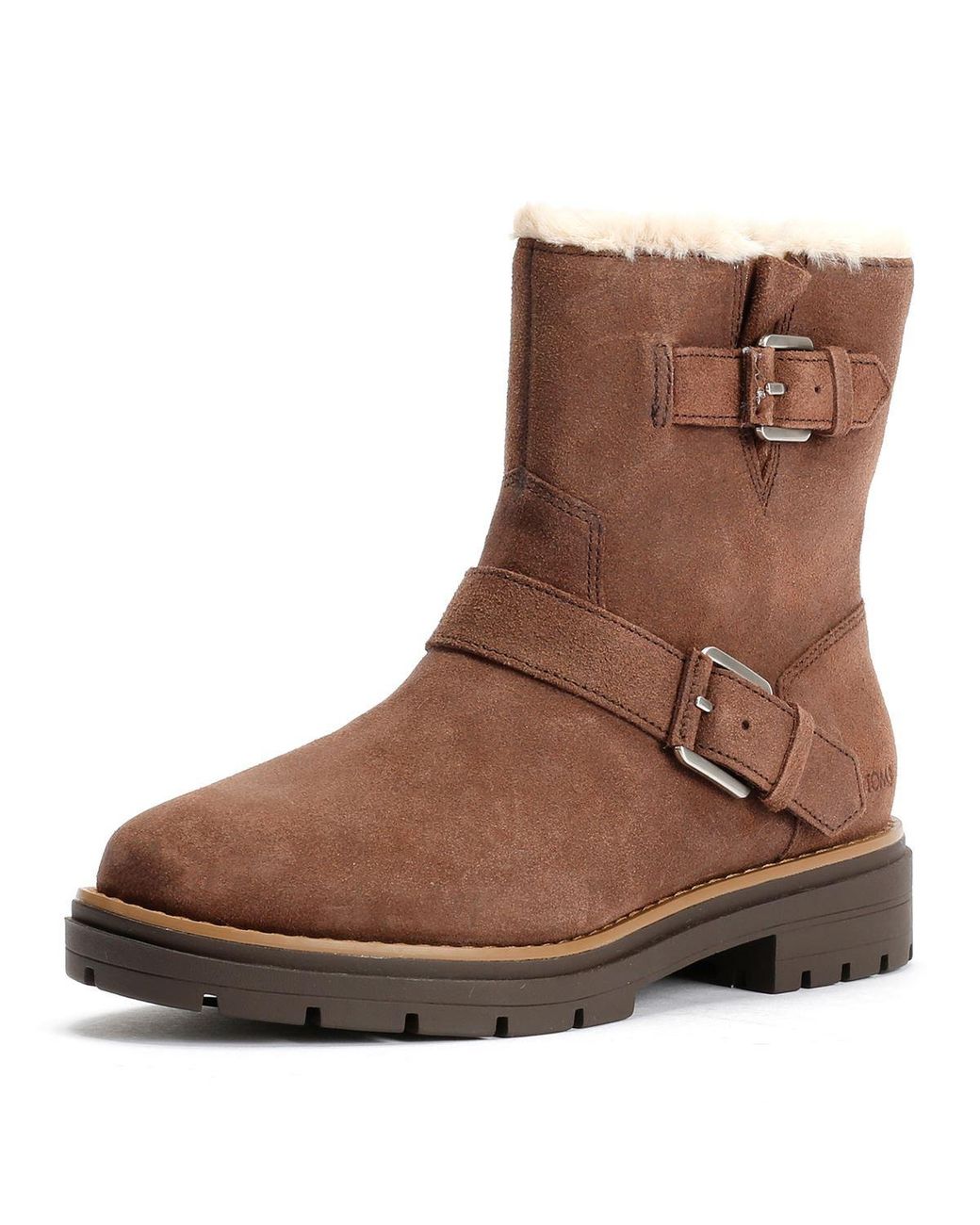 TOMS Brown Ionie Moto Waxy Suede Dark Boots