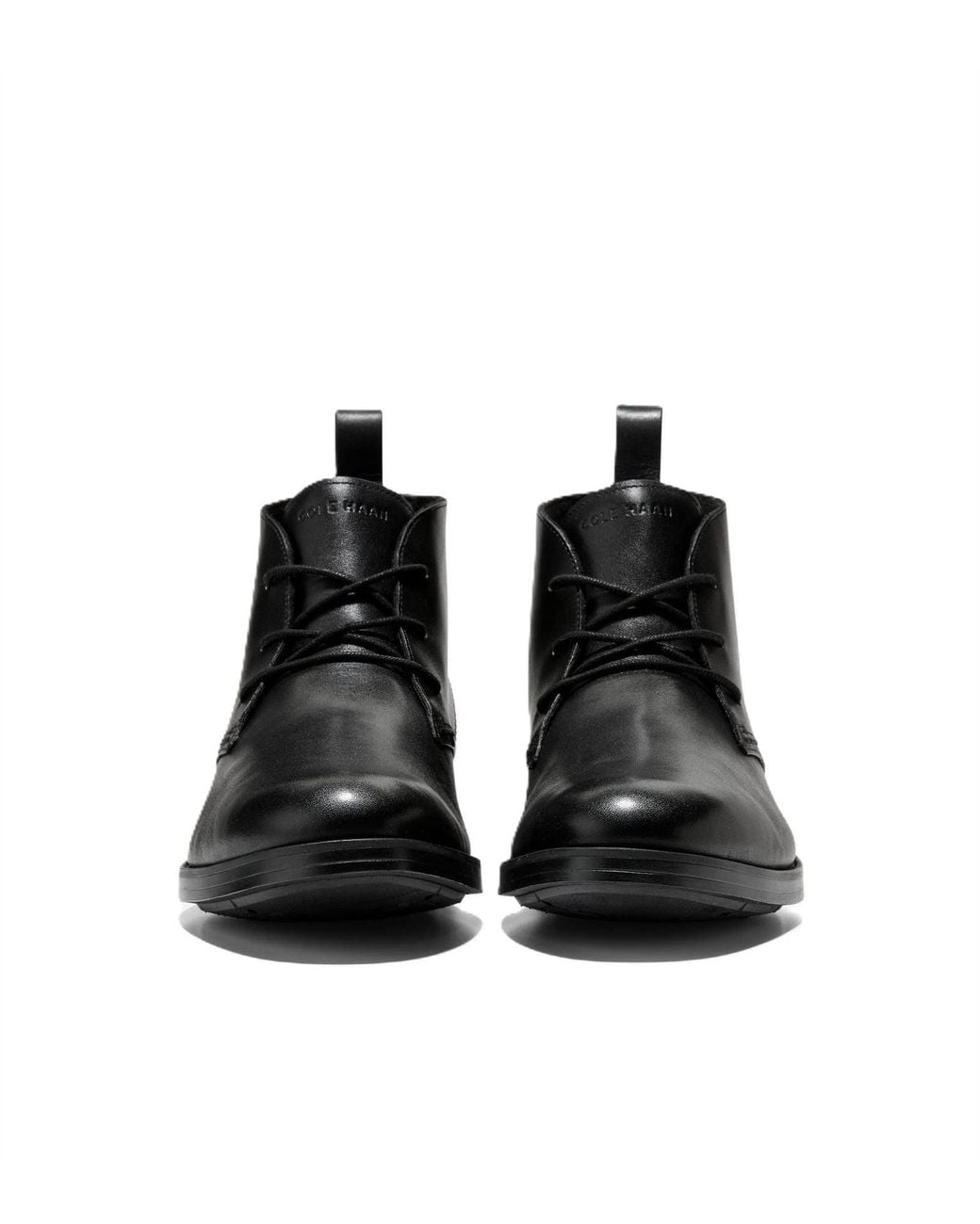 Cole Haan Black Newmark Grand Flexcraft Leather Chukka Boots for men