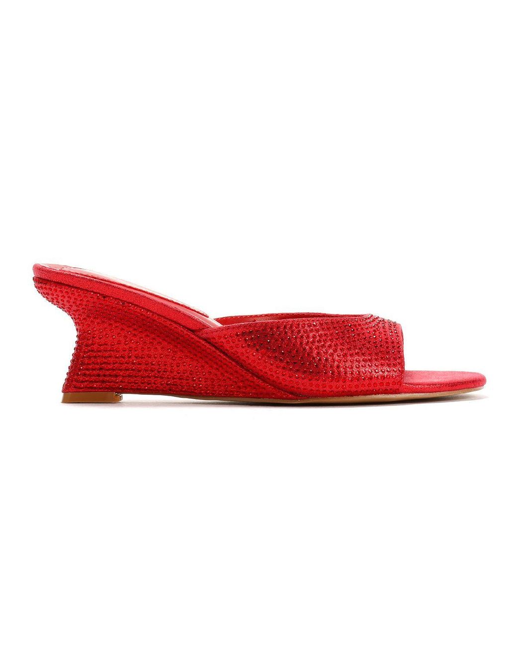 French Connection Red Tina Rhinestone Wedge Sandals