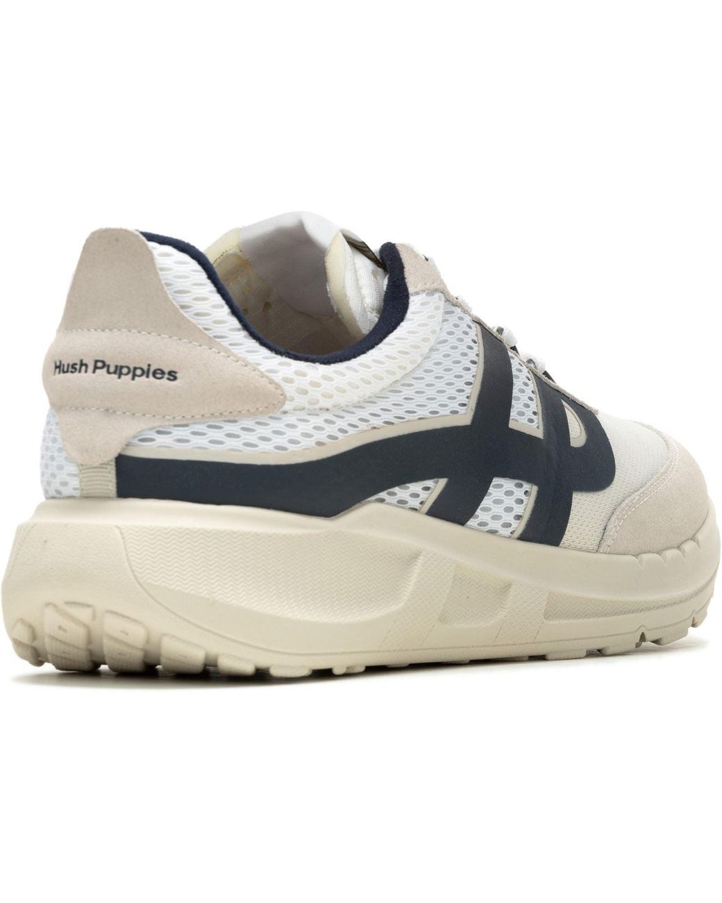 Hush Puppies White Seventy8 Retro Runner Suede Trainers for men