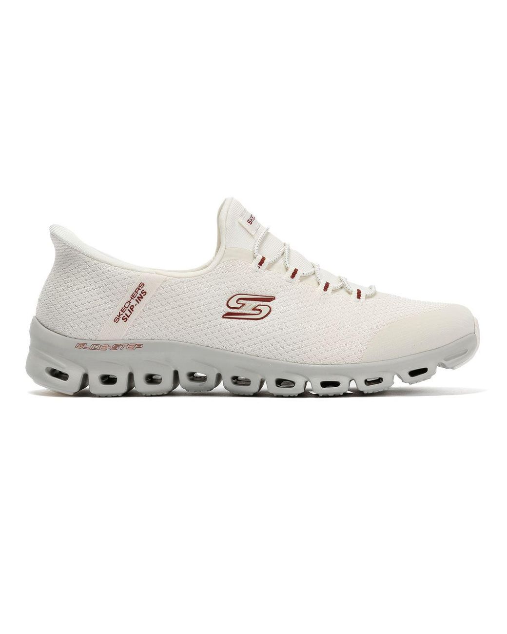 Skechers White Slip-Ins Glide Step Vibey Mesh Trainers