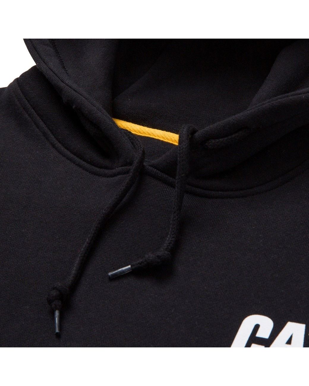 Caterpillar Black Trademark Banner Cotton Hoodie for men