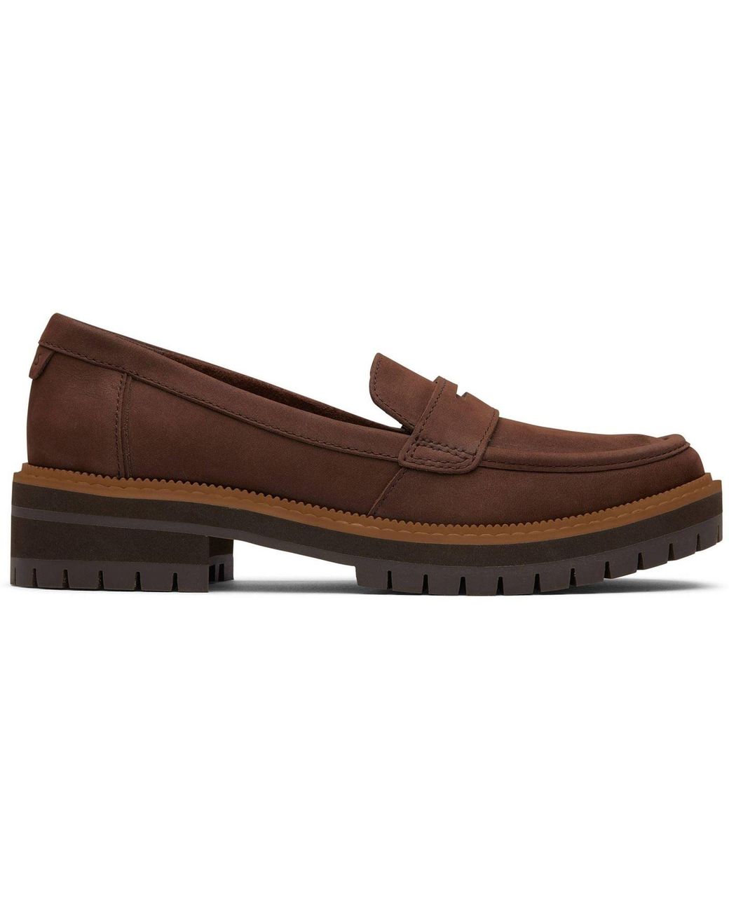 TOMS Brown Cara Leather Oak Loafers
