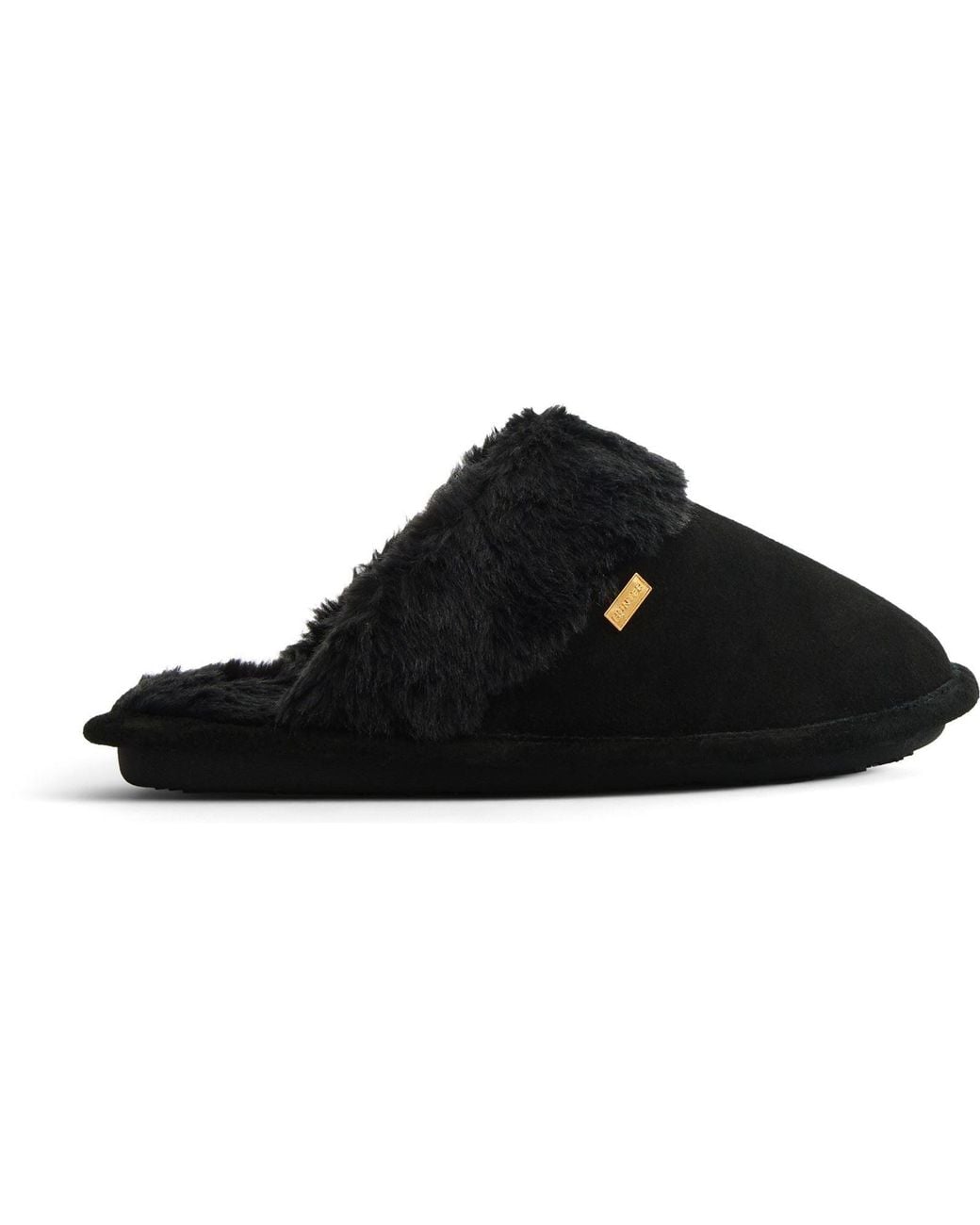 Hunter Black Mule Suede Slippers
