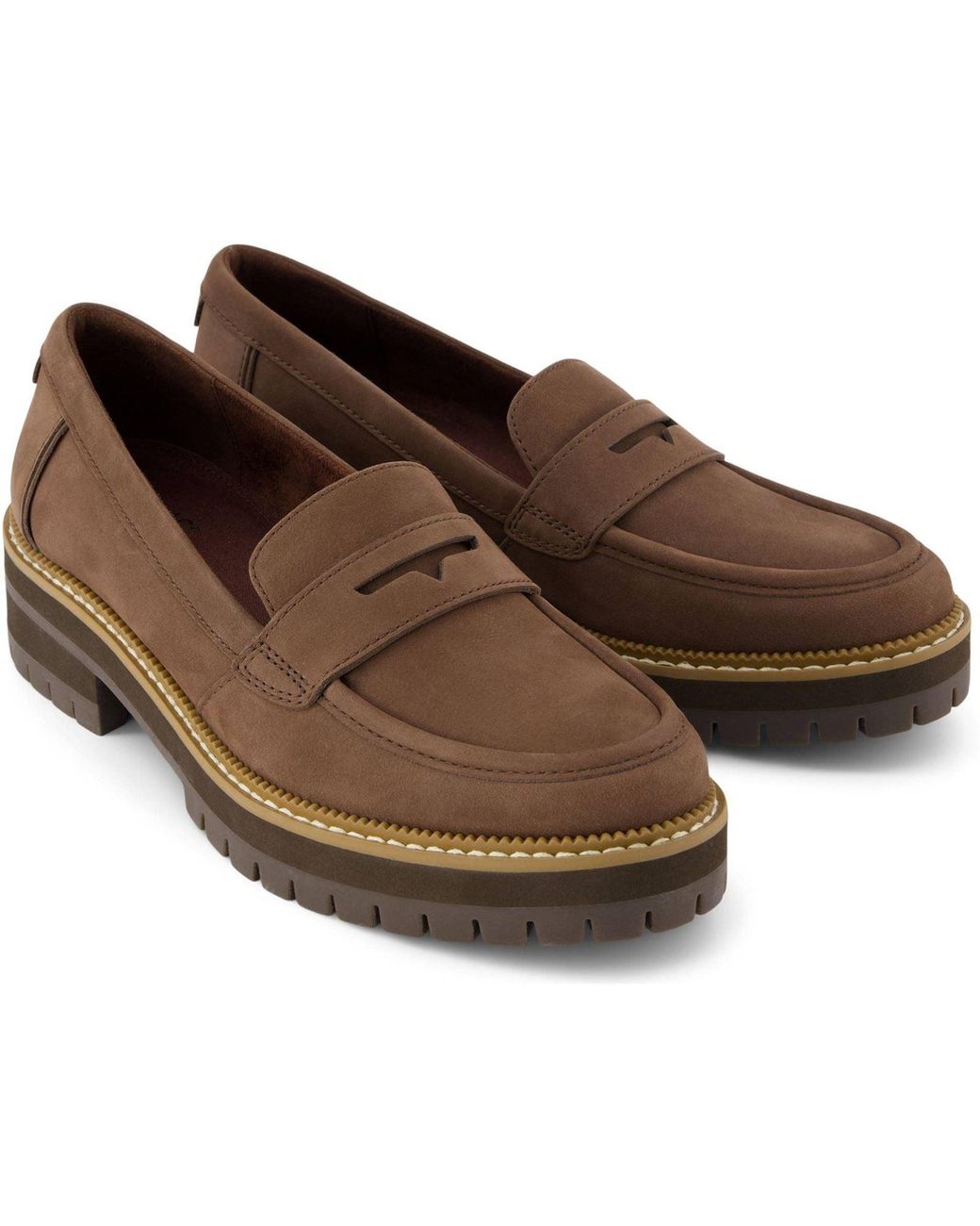 TOMS Brown Cara Leather Oak Loafers