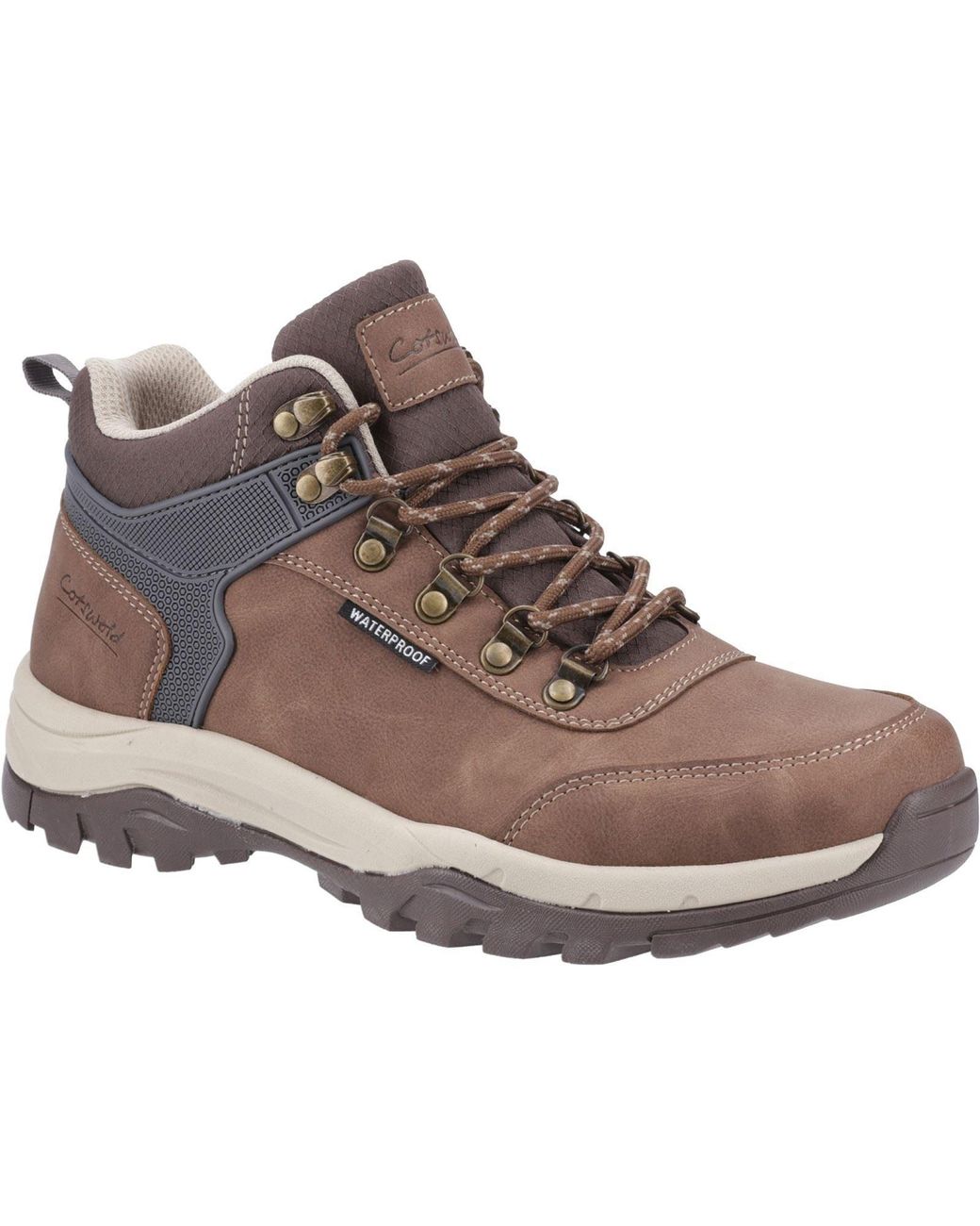 Cotswold Brown Overbury Synthetic Hiking Boots for men