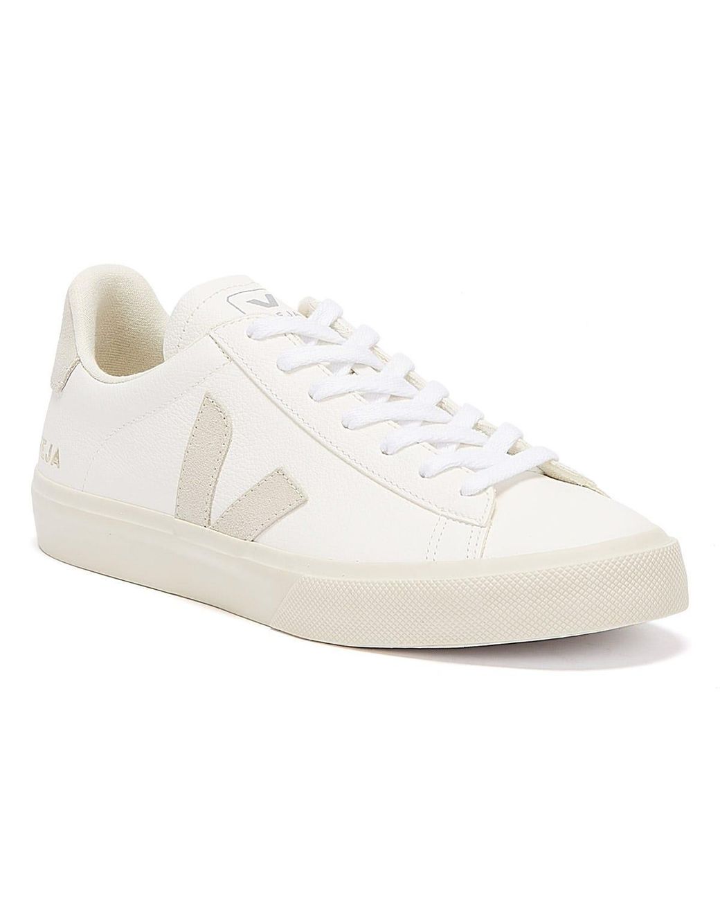 Veja White Campo Leather Low Top Sneakers