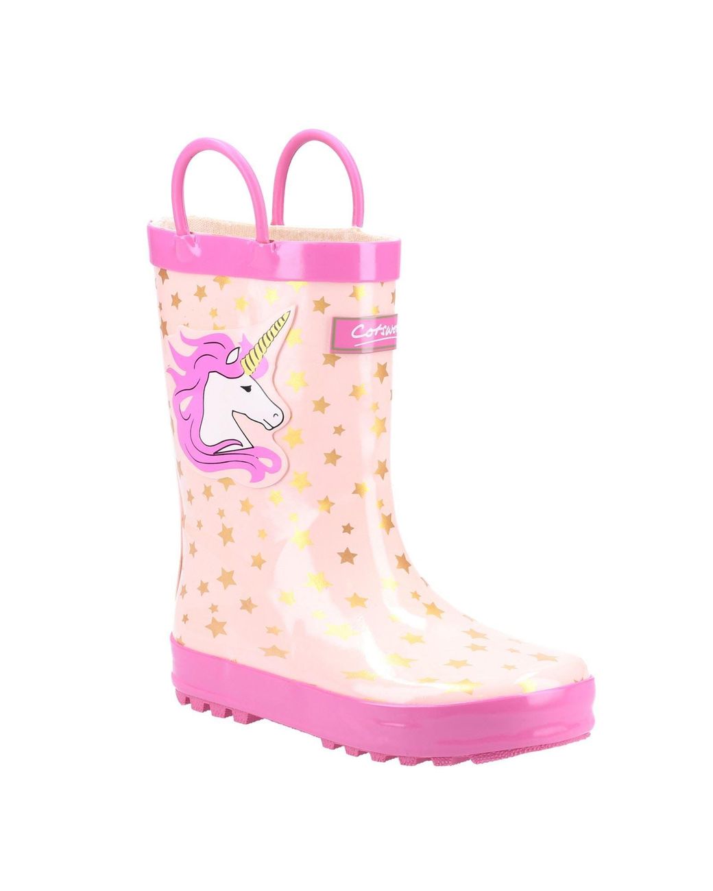 Cotswold Pink Puddle Rubber Unicorn Wellington Boots