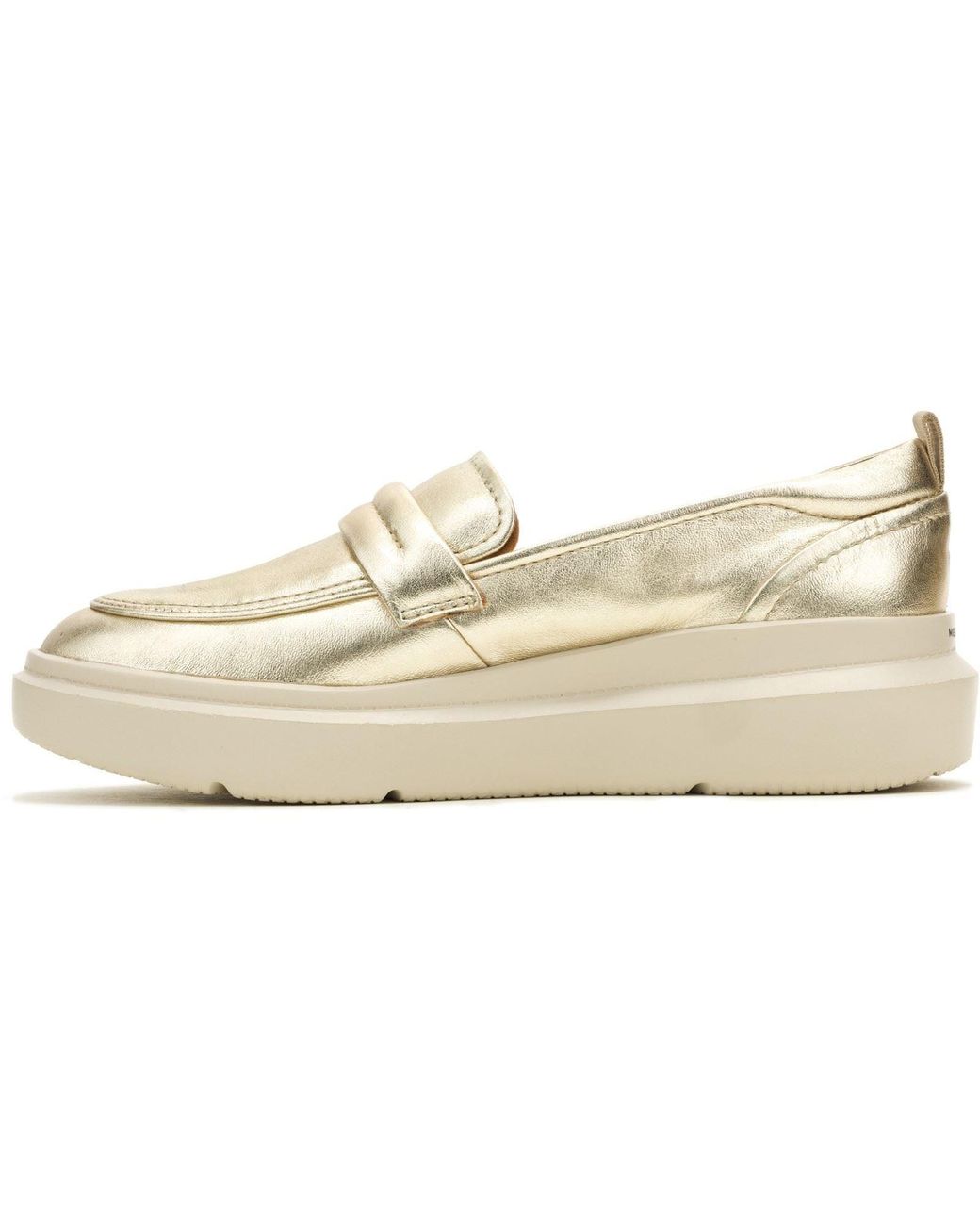 Hush Puppies White Joy Penny Leather Champagne Loafers