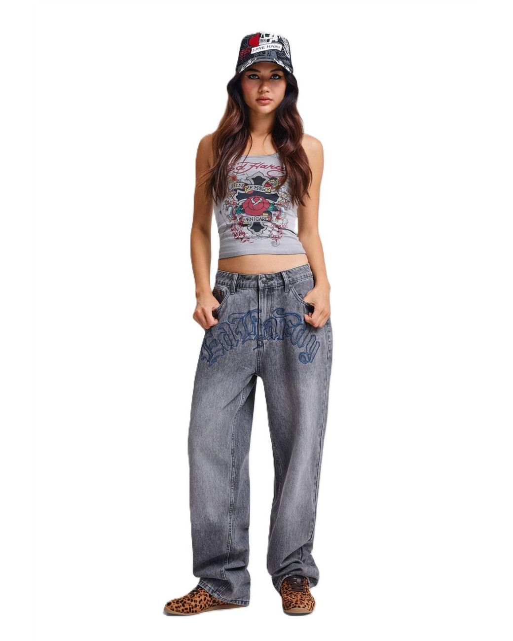Ed Hardy White Memory Of When I Cared Fitted Vest Top