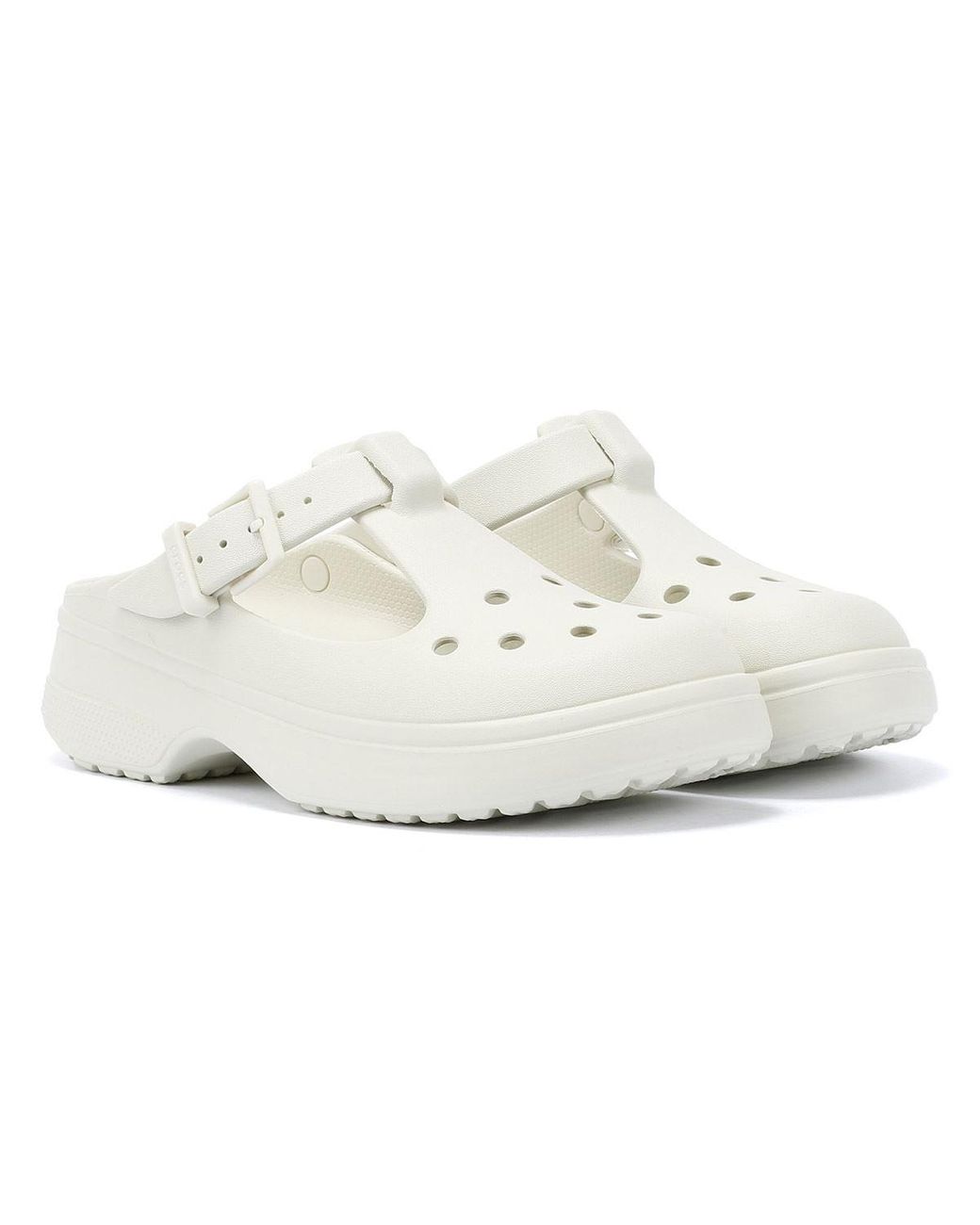 【CROCS】 Classic Mary Jane Clog Cream Women Cream Crocs™ Classic Mary Jane Cream Clogs in White | Lyst