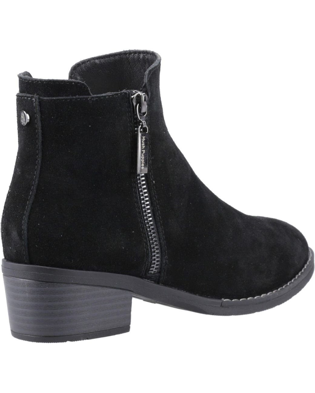 Hush Puppies Black Ingrid Suede Heeled Ankle Boots