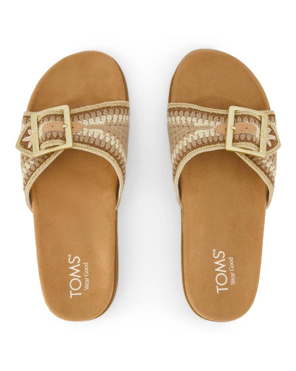TOMS Natural Marin Slide Textile Almond Multi Sandals