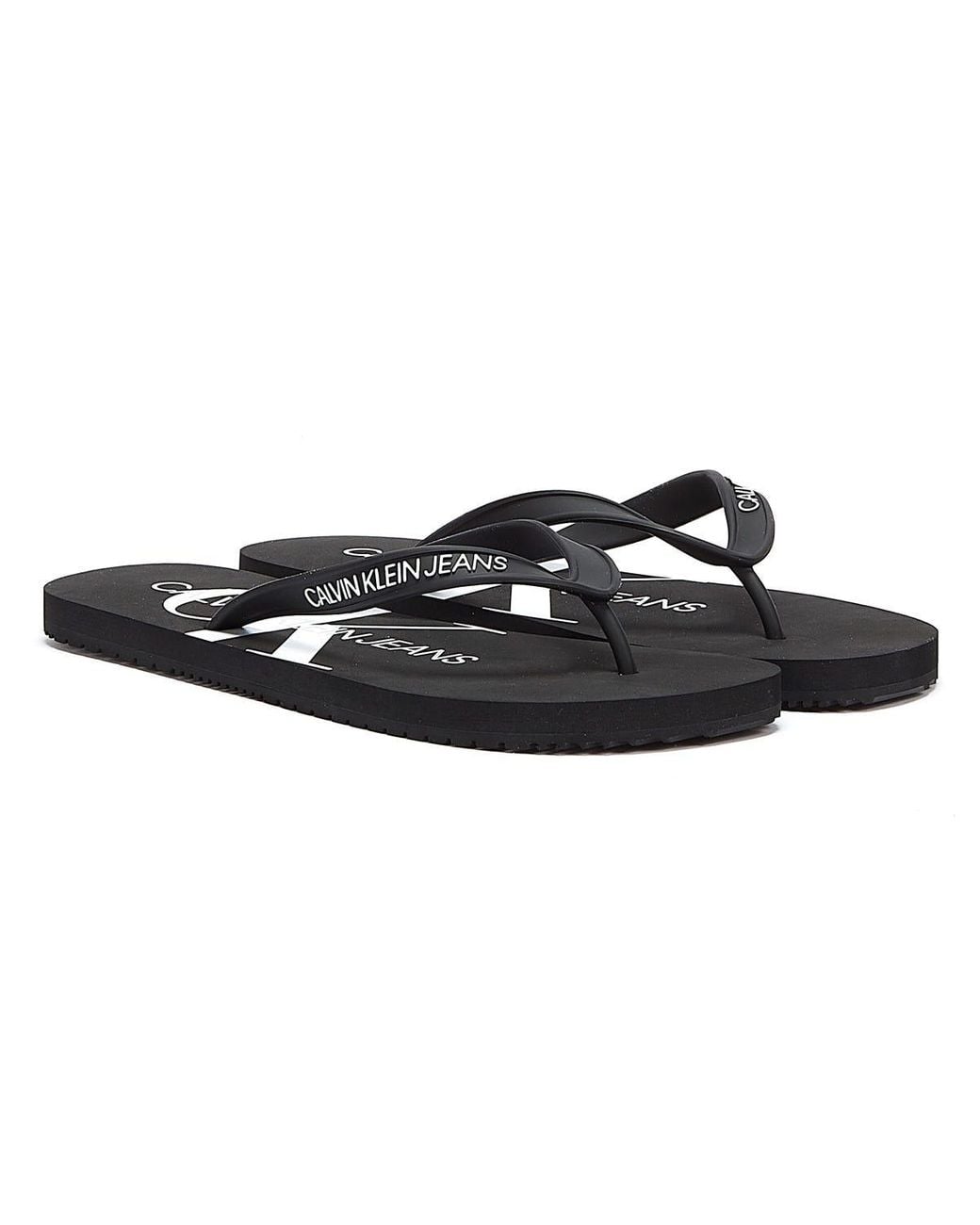 Calvin Klein Monogram Flip Flops in Black for Men - Lyst
