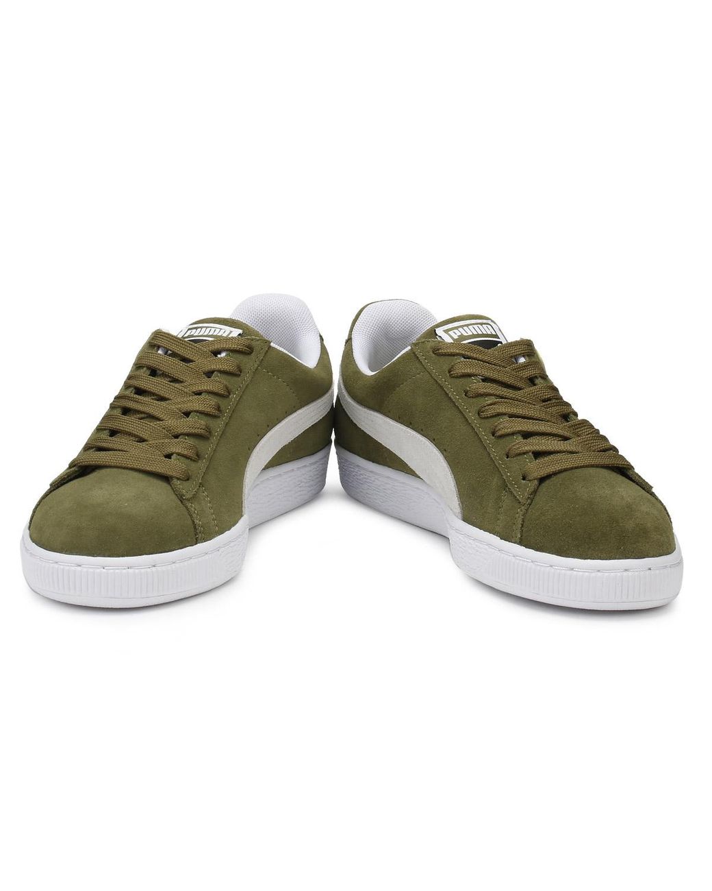 puma suede green trainers