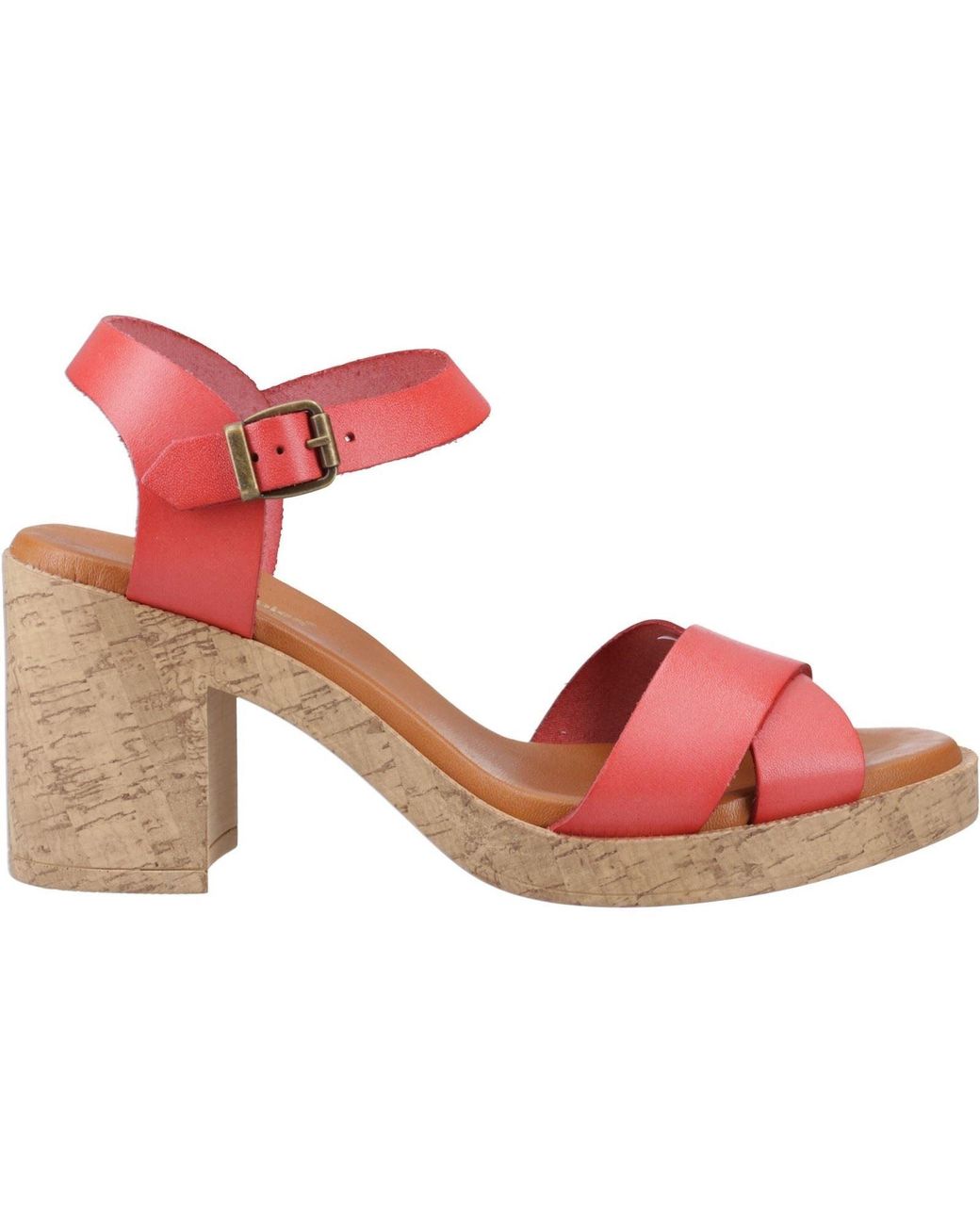 Hush Puppies Pink Georgia Cork Leather Coral Heels