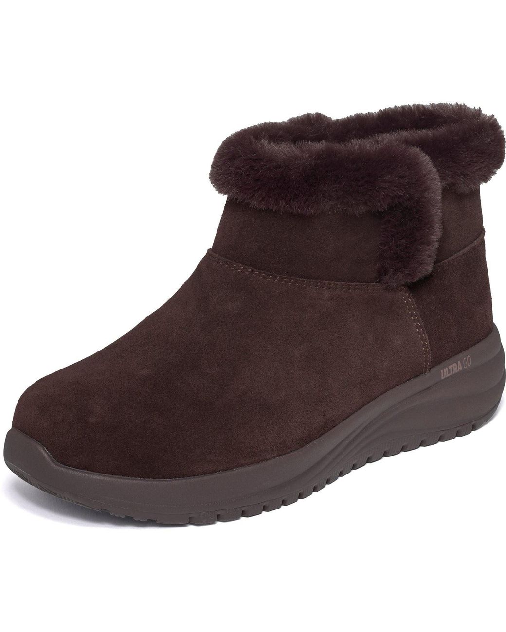 Skechers Brown On-The-Go Stellar Cozy Step Leather Winter Ankle Boots