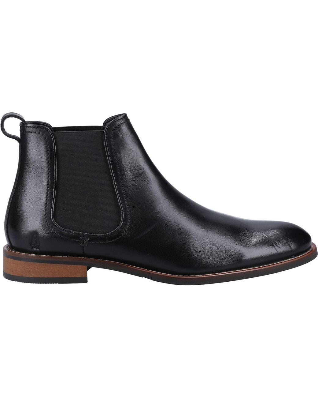 Hush Puppies Black Diego Chelsea Leather Boots for men
