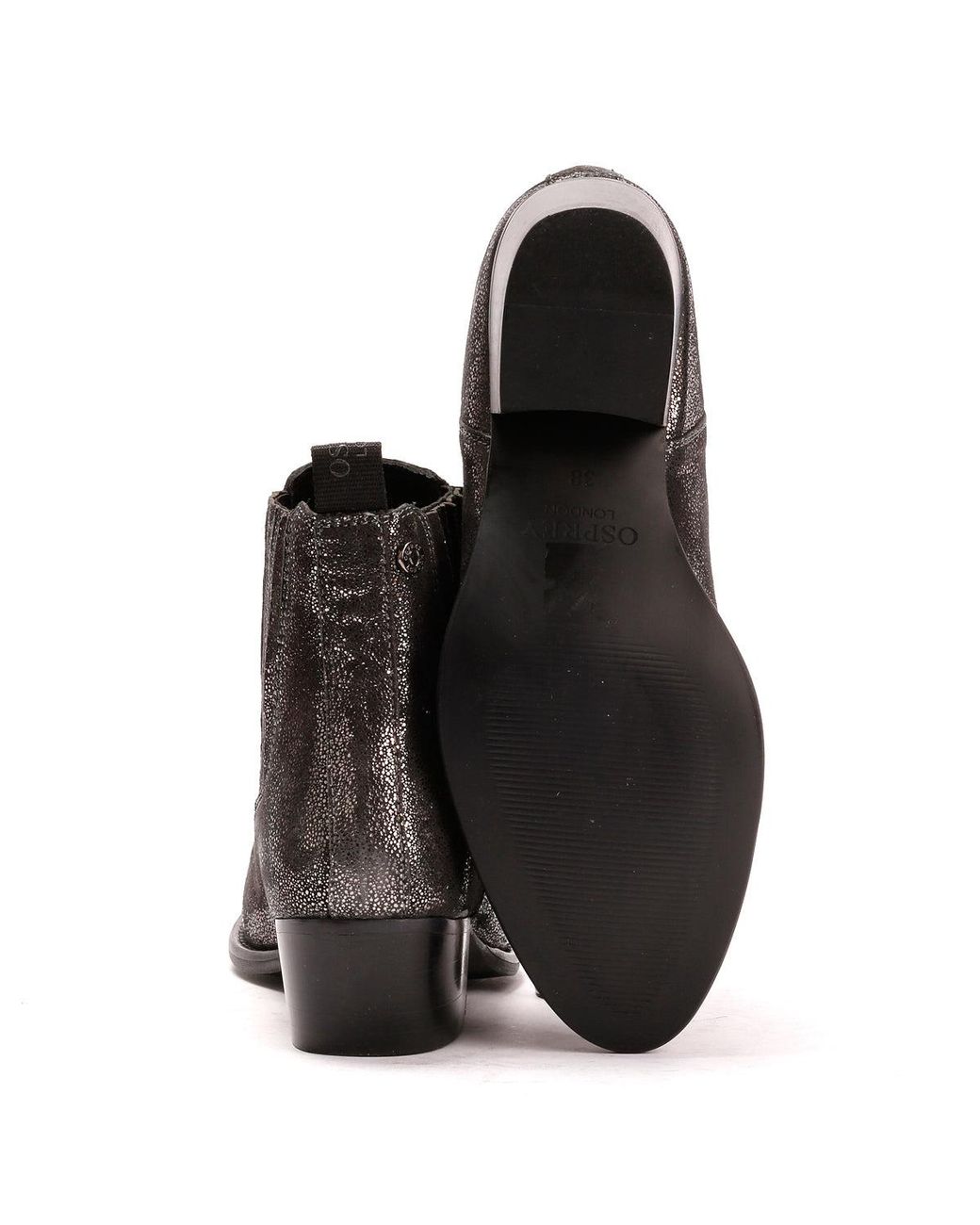 Osprey Gray The Janey Leather Gunmetal Ankle Boots