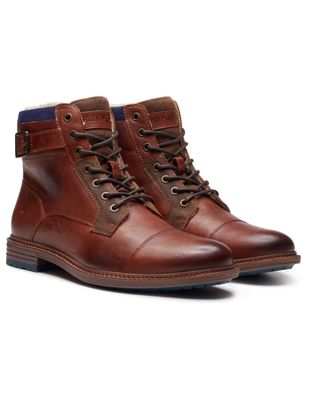 Hush Puppies Brown Jordan Leather Dark Ankle Boots for men