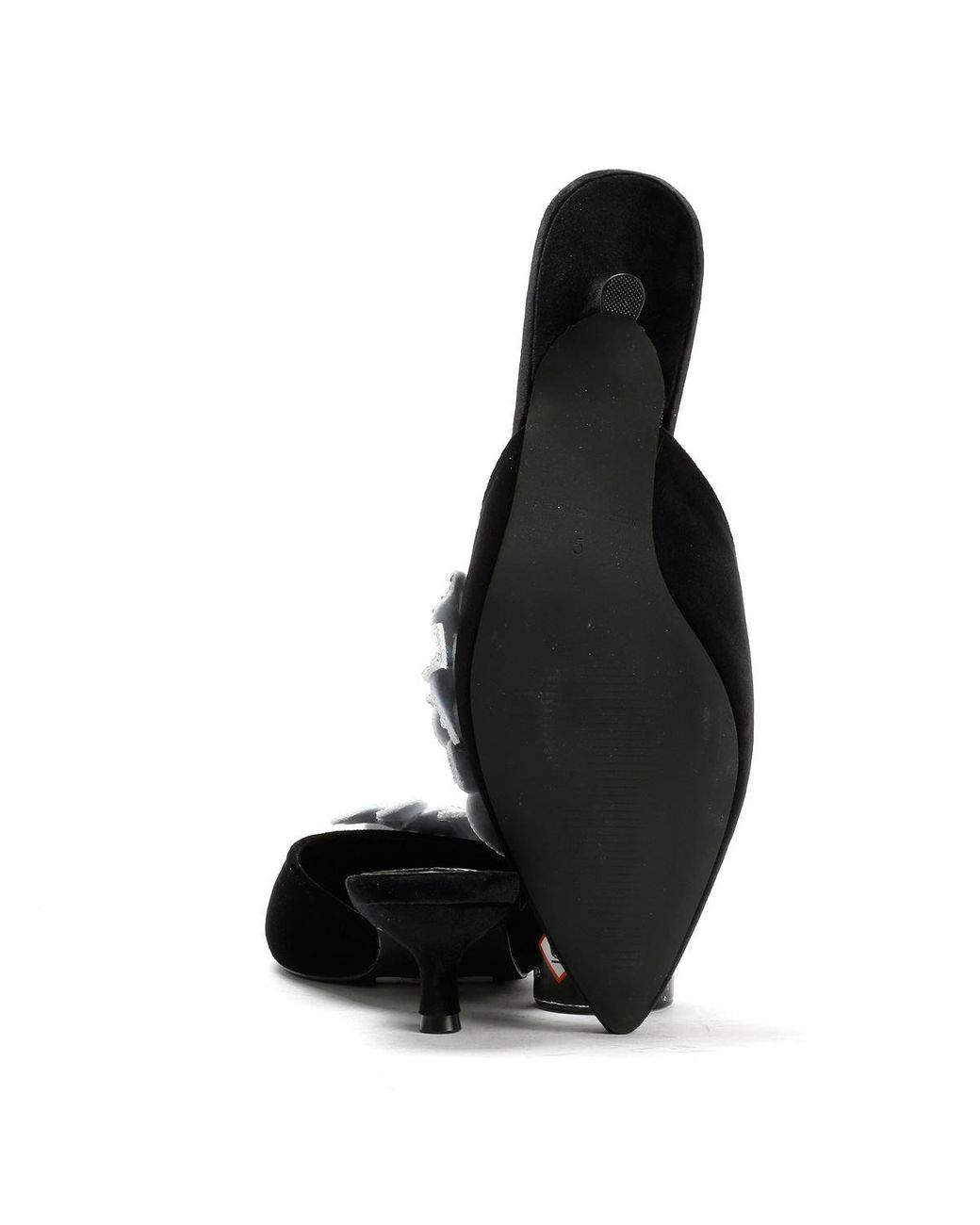 French Connection Black Victoria Velvet Kitten Heel Heels