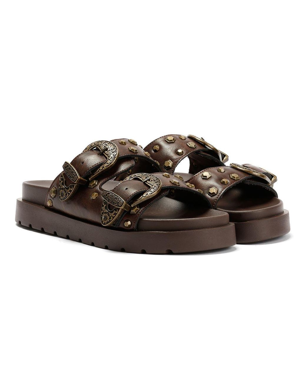 Buffalo Brown Raya Ari West Leather Sandals