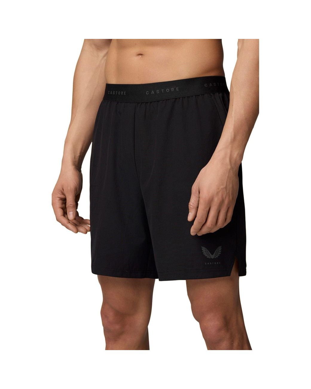 Castore Black Branded Elastic Shorts Polyester for men