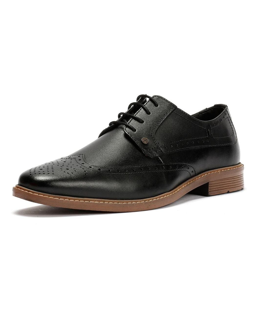 Lambretta Black Stockton Leather Lace-Up Shoes for men