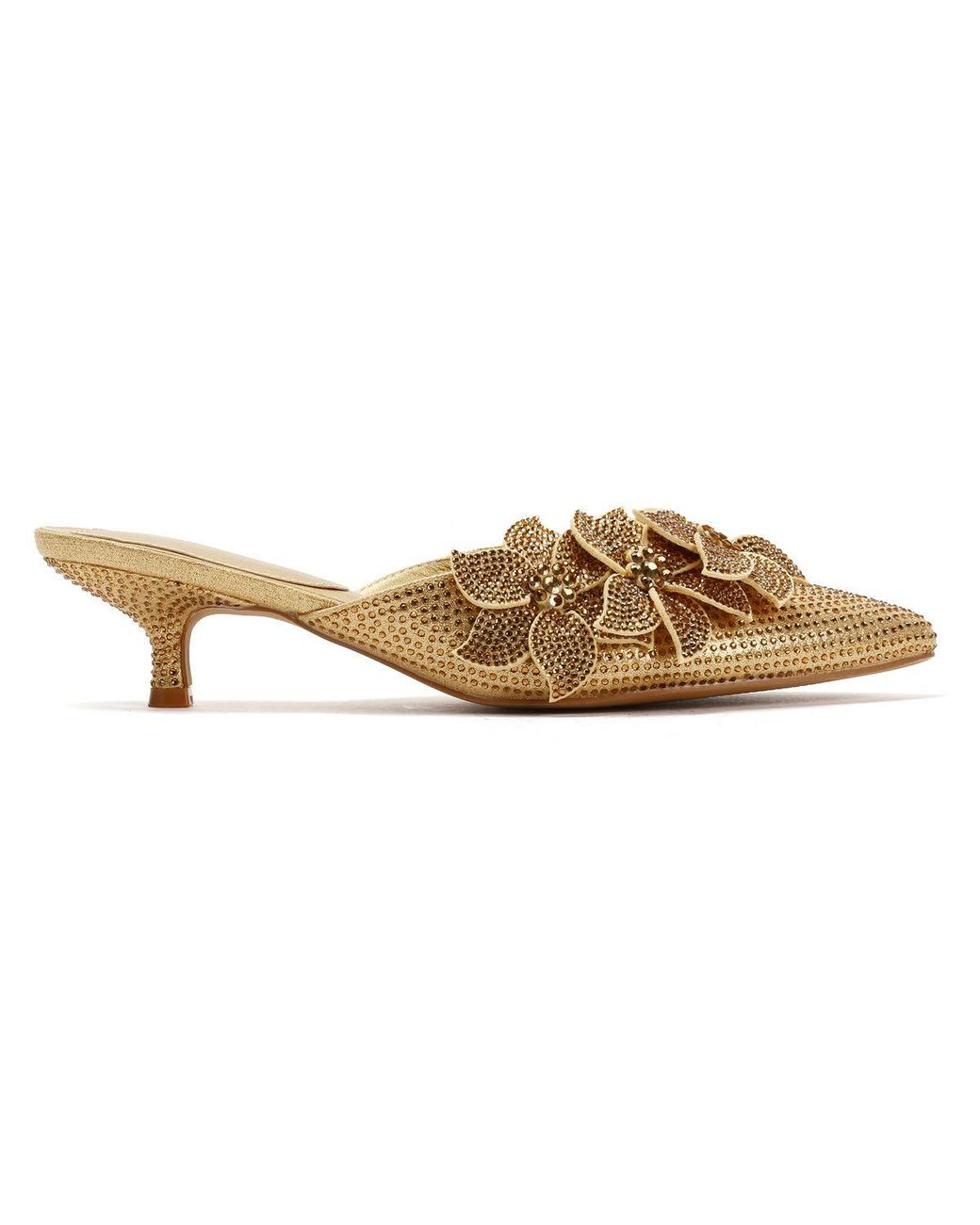 French Connection Natural Victoria Velvet Kitten Heel Mules