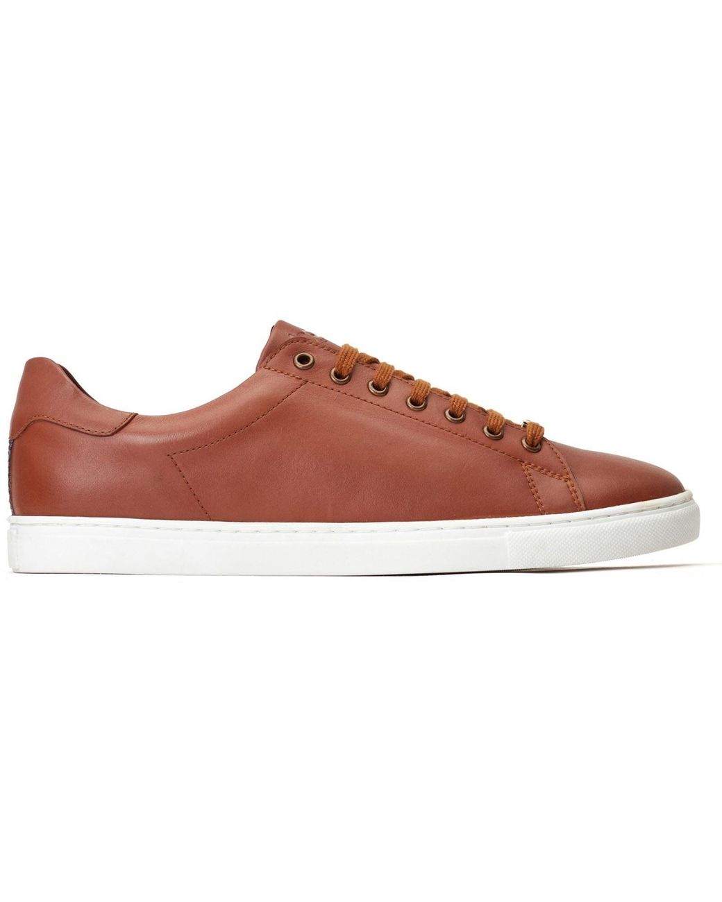Base London Brown Tucker Leather Burnt Trainers for men