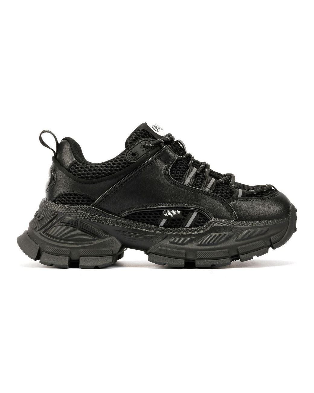 Buffalo Black Saturn Lace Trainers