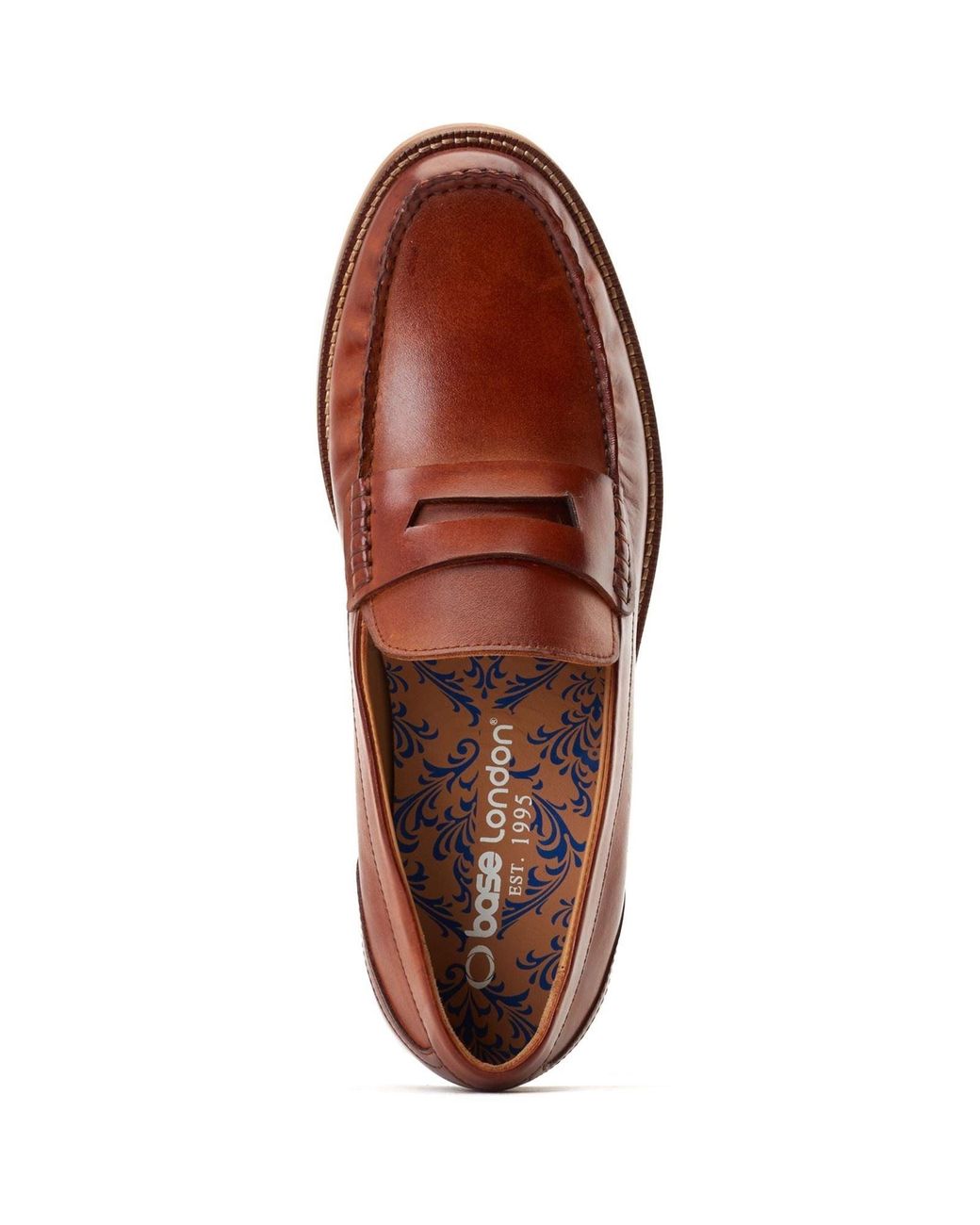 Base London Brown Garfield Leather Burnt Loafers for men