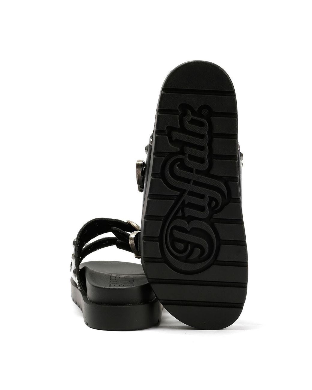 Buffalo Black Raya Ari West Leather Sandals