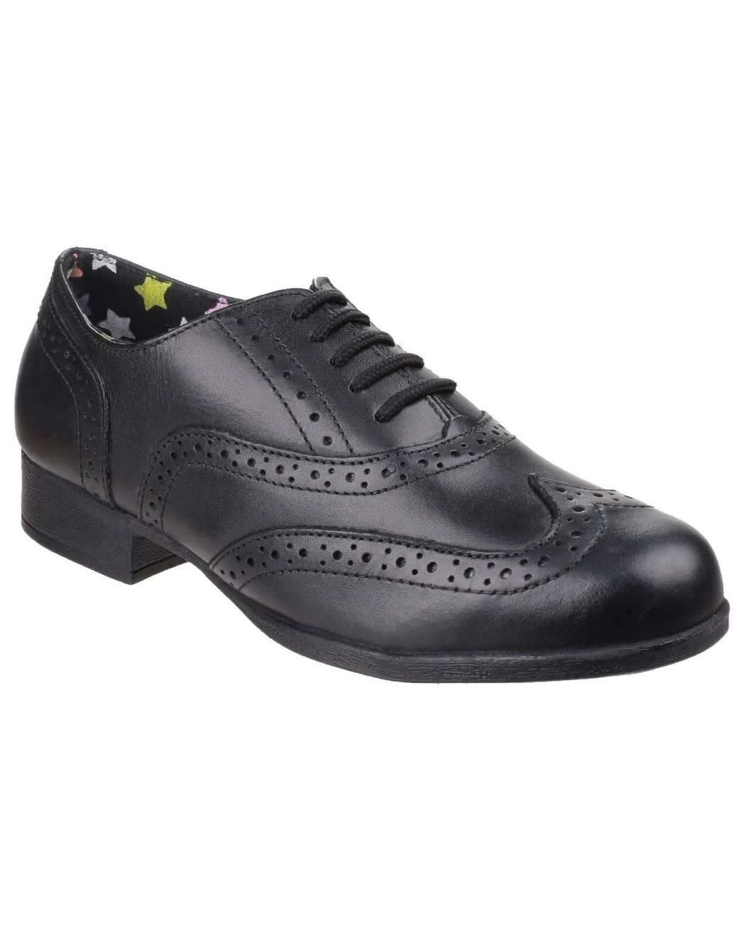 Hush Puppies Black Kada Senior Leather Girls's Brogues