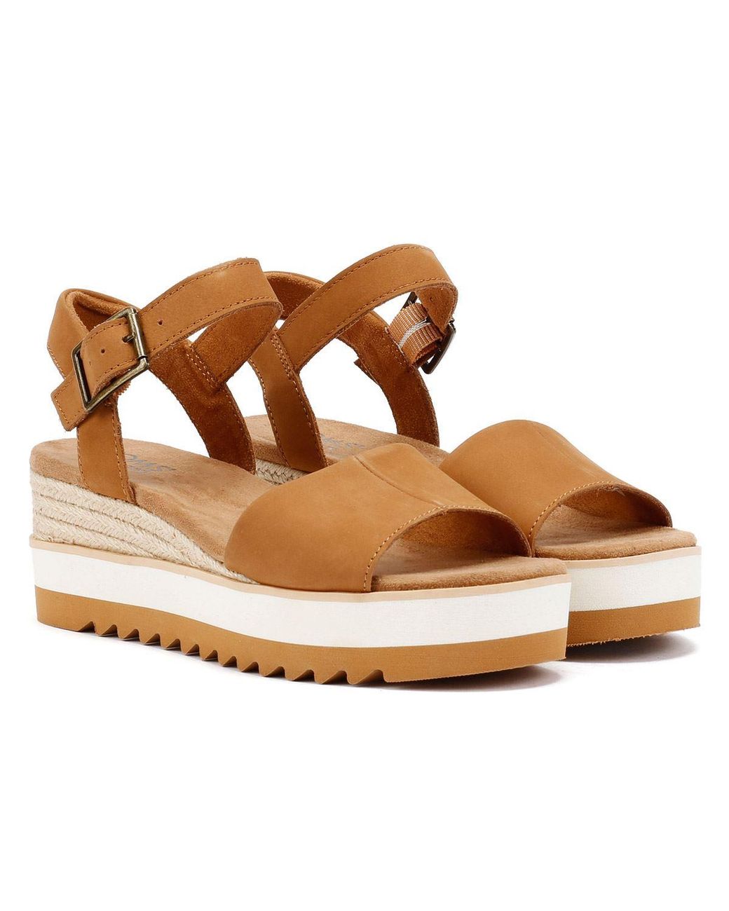 TOMS Brown Diana Leather Wedges