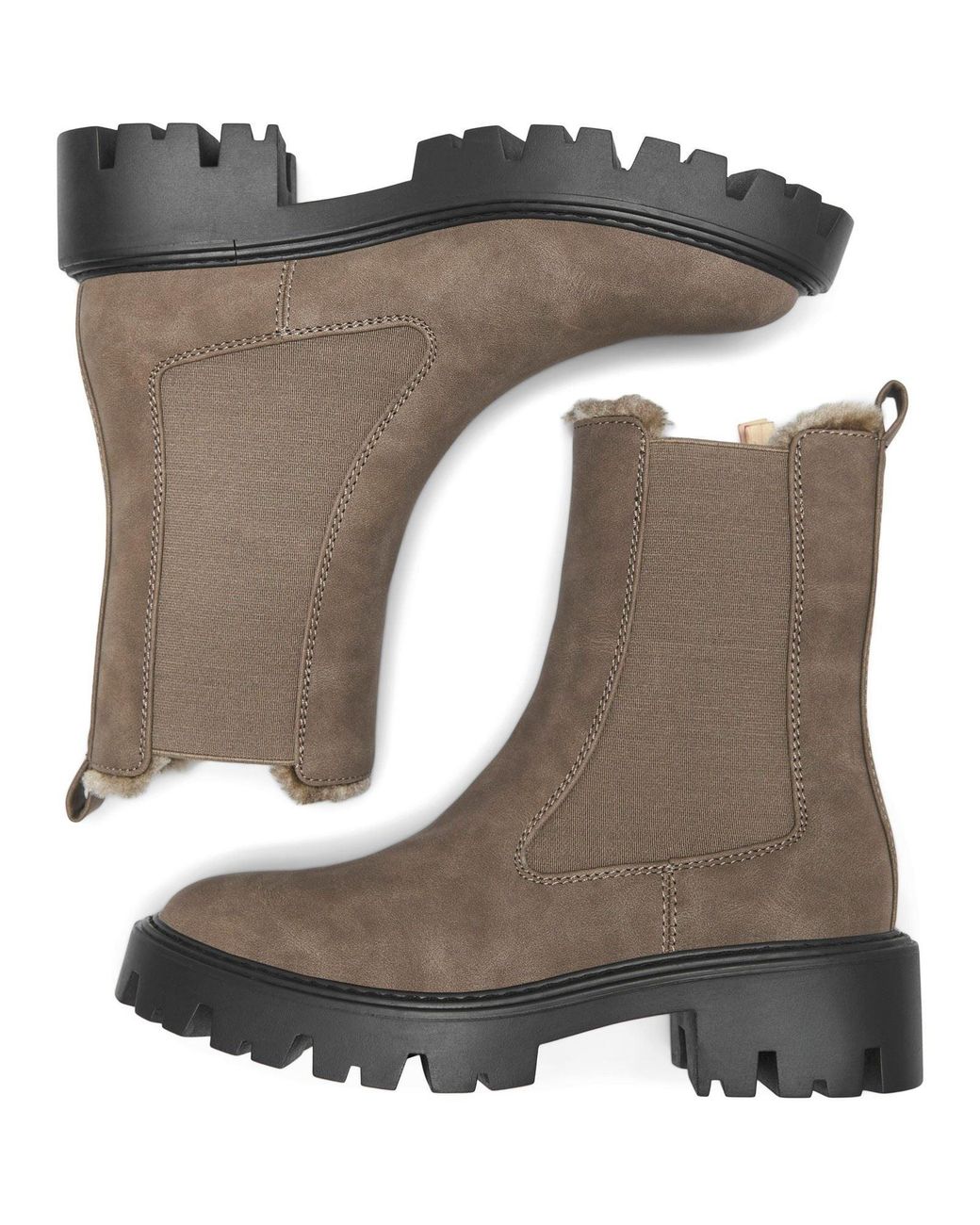 ONLY Brown Betty-9 Warm Lined Polyurethane Stone Heeled Ankle Boots