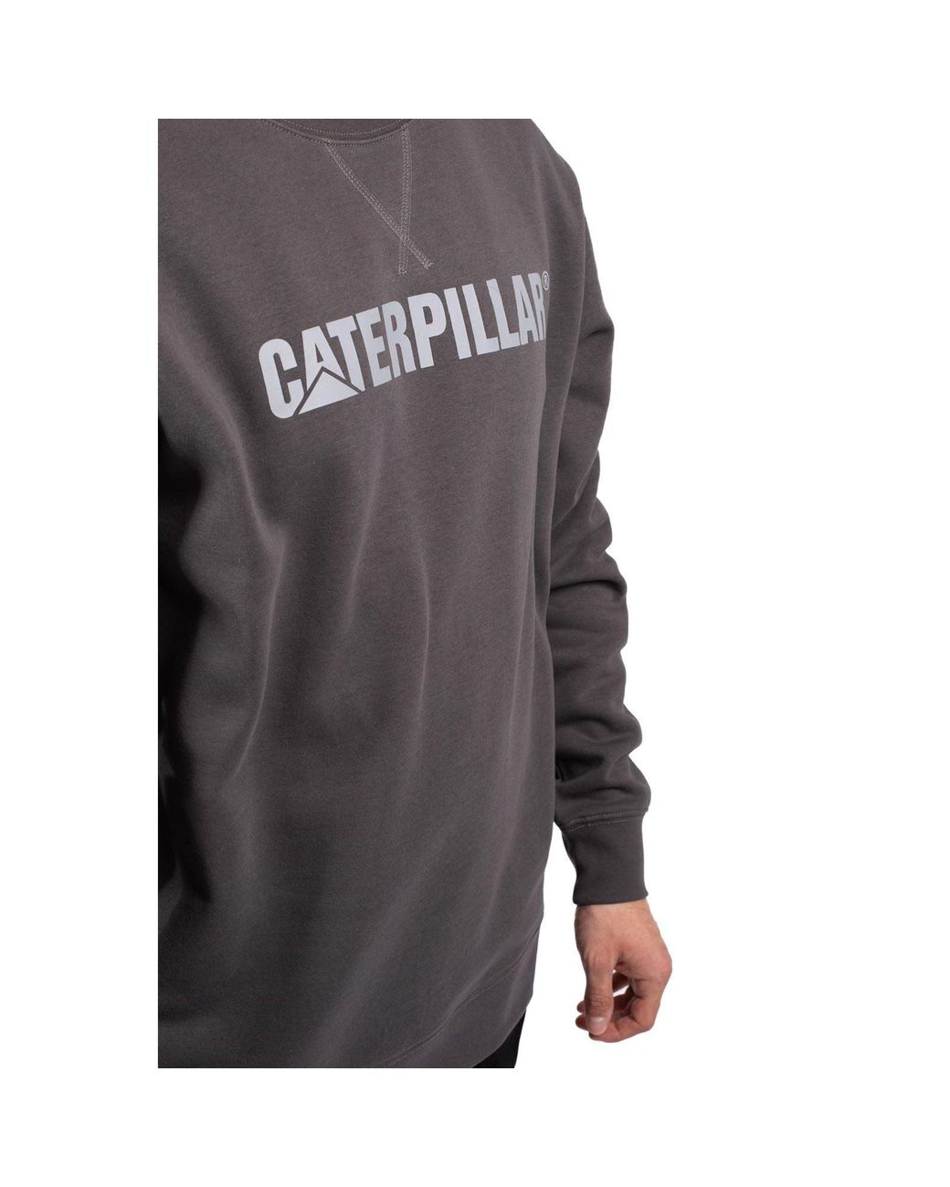 Caterpillar Gray Midweight Crewneck Cotton Sweatshirt for men
