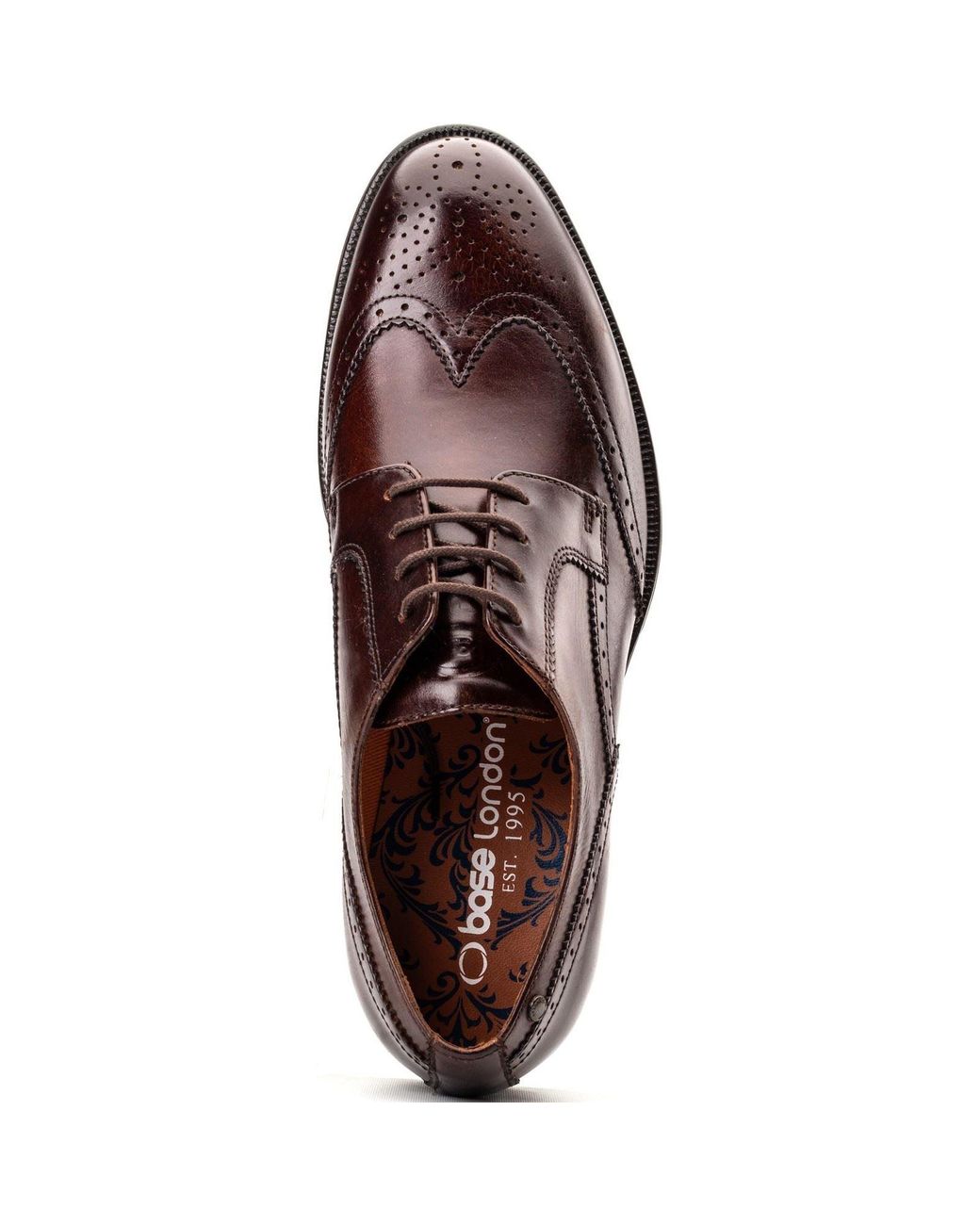 Base London Brown Bell Leather Burnt Brogues Shoes for men