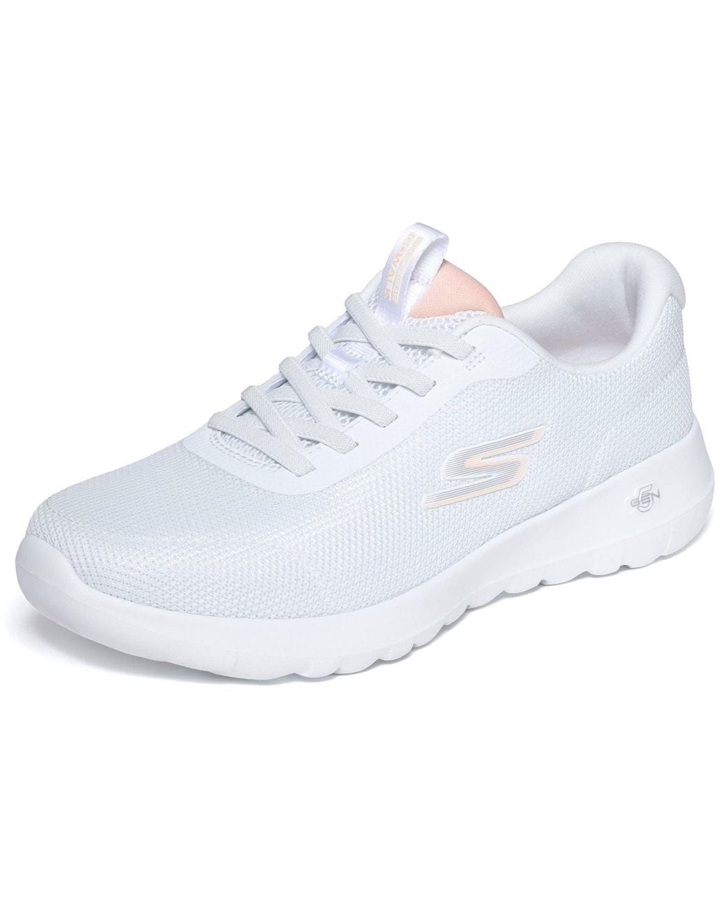 Skechers White Go Walk Joy Rina Textile /Coral Trainers